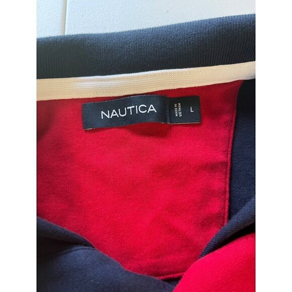 Nautica Mens Large Polo Shirt Embroidered Logo Sailboat Preppy Coastal Blue - Picture 6 of 7